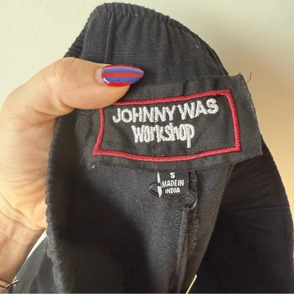 Johnny Was Workshop Hannah Black Palm Tree Embroidered Wide Leg Pants S NWT - Picture 8 of 9